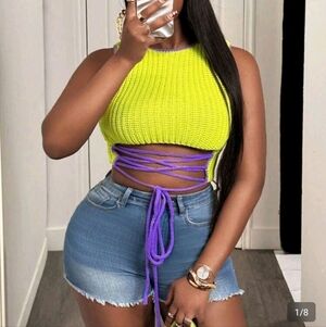 Green and Purple Knit Top